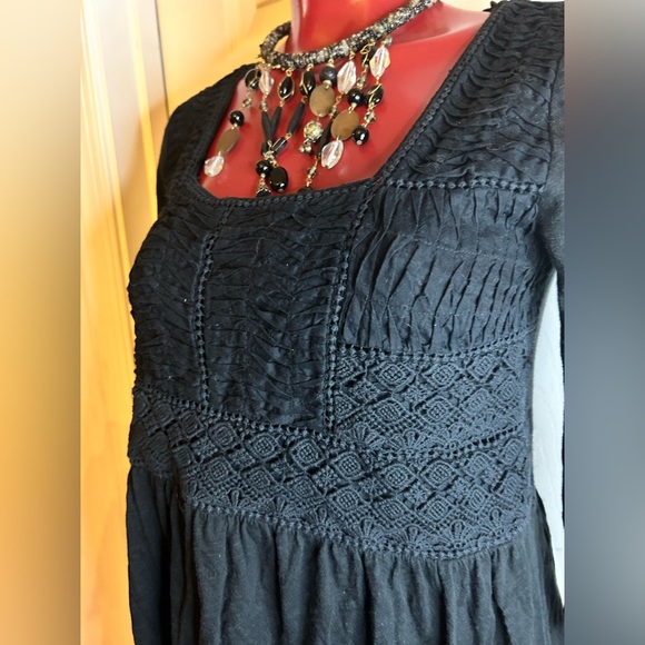 MEADOW RUE ANTHROPOLOGIE CROCHET BLACK  3/4 Sleeve - SIZE SMALL S - Picture 6 of 8